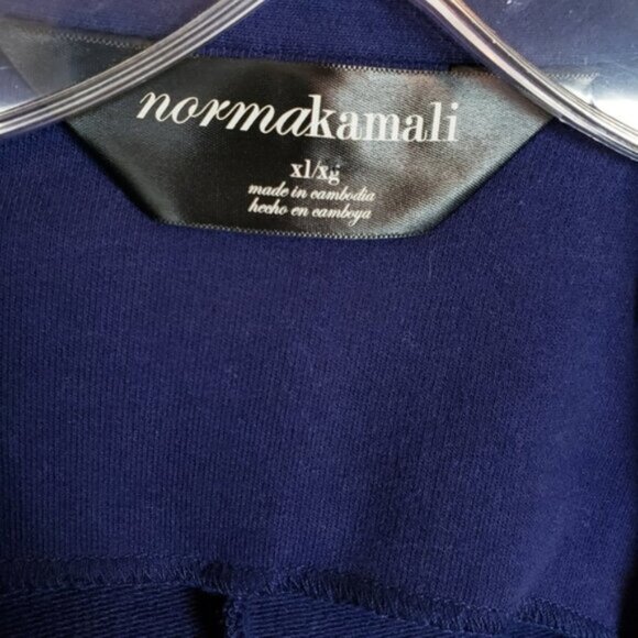 NWT Norma Kamali Navy Blue Jacket Blazer Stretch Knit size XL Office Career - Picture 3 of 12